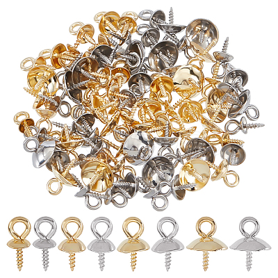 96Pcs 8 Colors 201 Stainless Steel Peg Bails Pendants STAS-ME0002-95-1