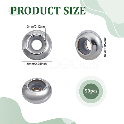 50Pcs 304 Stainless Steel Beads STAS-ME0002-64-1