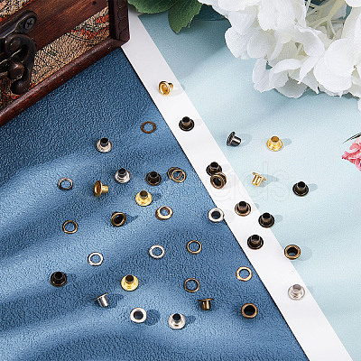 200 Sets 4 Colors Iron Grommet Eyelet Findings SCRA-GF0001-02-1