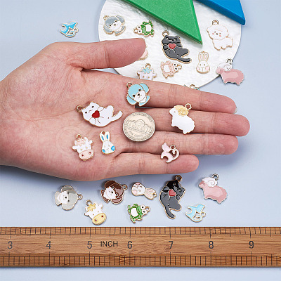 72Pcs 18 Style Alloy Enamel Pendants ENAM-CW0001-10-1