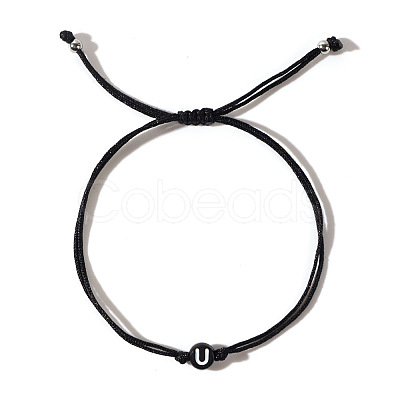 Acrylic Letter U Adjustable Braided Cord Bracelets for Men GX4208-21-1