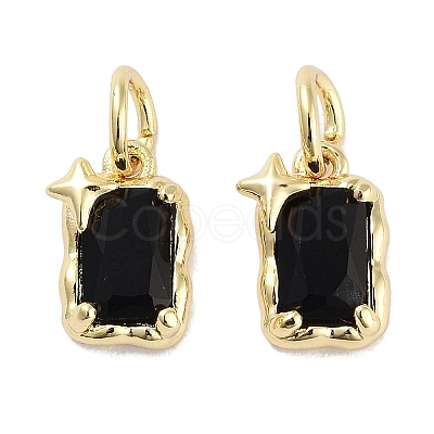Brass Micro Pave Cubic Zirconia Charms KK-C051-10G-01-1