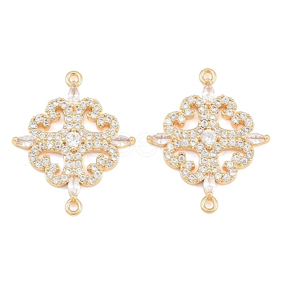 Brass Micro Pave Clear Cubic Zirconia Connector Charms CU-CBA7BFE-03E-G-1