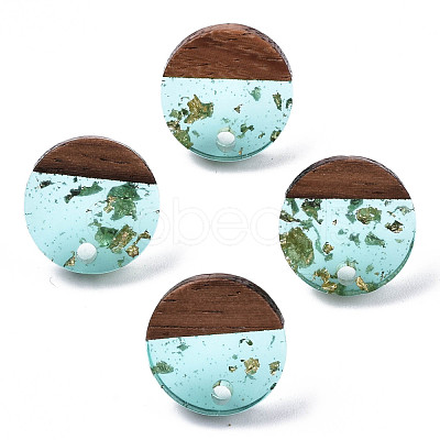 Transparent Resin & Walnut Wood Stud Earring Findings MAK-N032-007A-F02-1