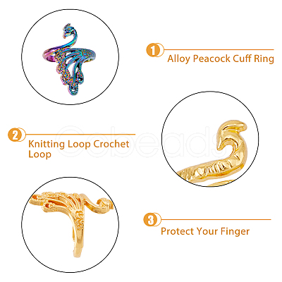 DICOSMETIC 16Pcs 8 Styles Alloy Peacock Cuff Ring Settings for Rhinestone RJEW-DC0001-16-1