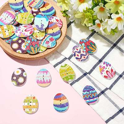 50Pcs 2-Hole Wood Buttons BUTT-CJC0004-02-1