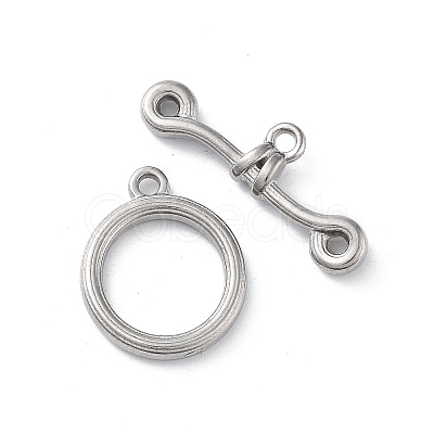 Non-Tarnish 304 Stainless Steel Ring Toggle Clasps STAS-A092-09C-P-1