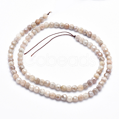 Electroplate Natural Sunstone Beads Strands G-K256-17-4mm-1