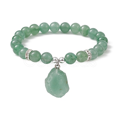 Natural Green Aventurine & Synthetic Hematite Beaded Stretch Bracelet BJEW-JB09760-02-1