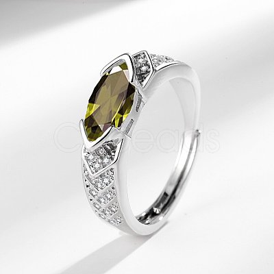 Horse Eye Brass Micro Pave Cubic Zirconia Finger Rings FS-WG116FD-07-1