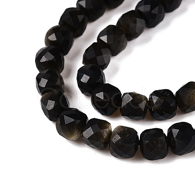 Natural Golden Sheen Obsidian Beads Strands G-N342-110-1