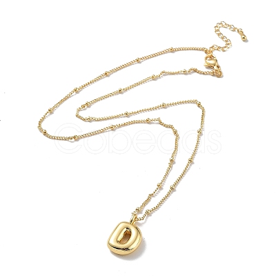 Initial Letter Brass Pendant Necklace NJEW-A015-21G-D-1
