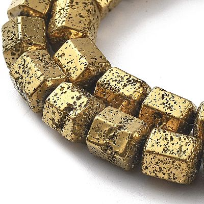 Electroplated Natural Lava Rock Beads Strands G-A251-A01-01H-1