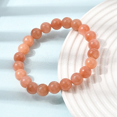 8.5MM Grade A Natural Dyed & Heated Chalcedony Round Beaded Stretch Bracelets for Women GG-CBA3F02-14A-01-1