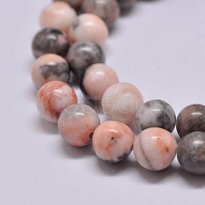 Natural Pink Zebra Jasper Beads Strands X-G-P231-01-4mm-1