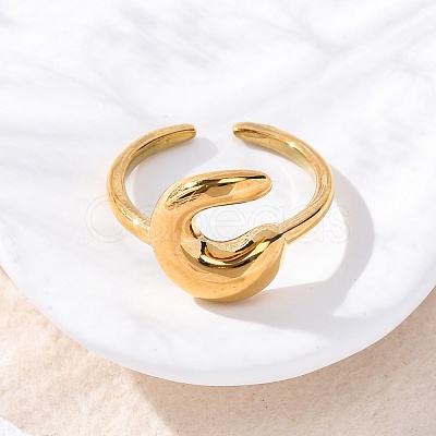 304 Stainless Steel Open Cuff Rings for Women LS-RJEW-M060-01G-03-1