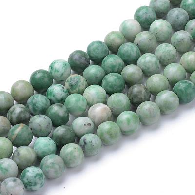 Natural Green Spot Jasper Beads Strands G-T055-8mm-16-1