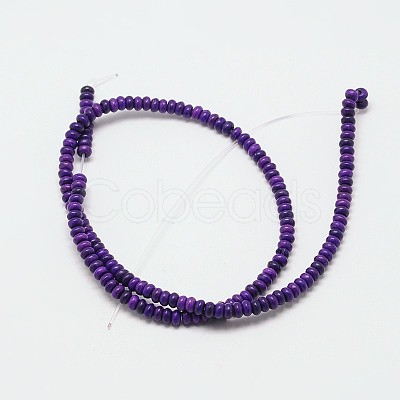 Dyed Synthetical Turquoise Rondelle Bead Strand G-P083-6mm-84G-1