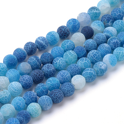 Natural & Dyed Crackle Agate Bead Strands G-T056-6mm-07-1