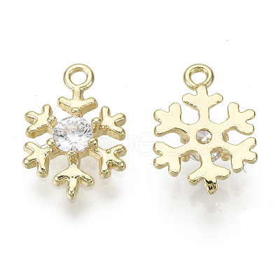 Brass Micro Pave Clear Cubic Zirconia Charms X-KK-S348-527-NF-1