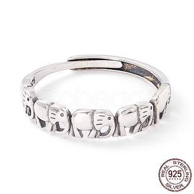 Elephant 925 Sterling Silver Adjustable Rings for Men Women STER-G032-03AS-1