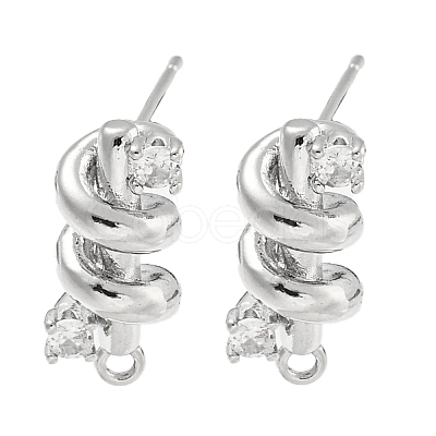 Brass Micro Pave Cubic Zirconia Stud Earring Findings KK-U015-01P-1