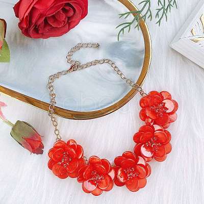 Flower Natural Shell Bib Necklaces for Women FS-WGF0490-02-1