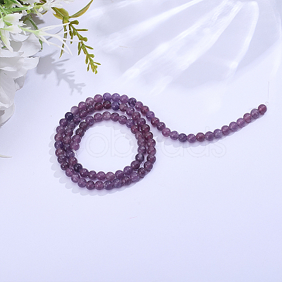 1 Strand Natural Lepidolite/Purple Mica Stone Beads Strands G-ME0001-35-1