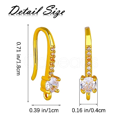 10 Pairs Brass Micro Pave Clear Cubic Zirconia Earring Hooks ZIRC-SZ0005-20-1