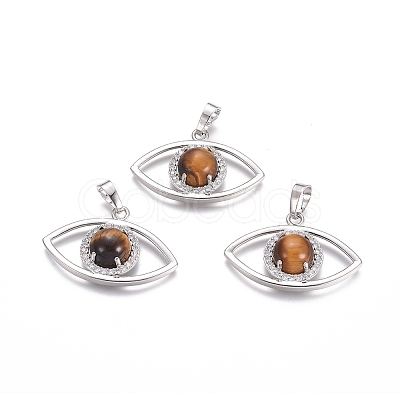 Natural Tiger Eye Pendants X-G-L512-H10-1