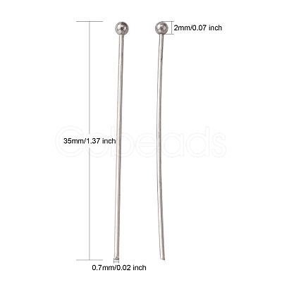 Tarnish Resistant 304 Stainless Steel Ball Head Pins STAS-K146-045-35x0.7mm-1