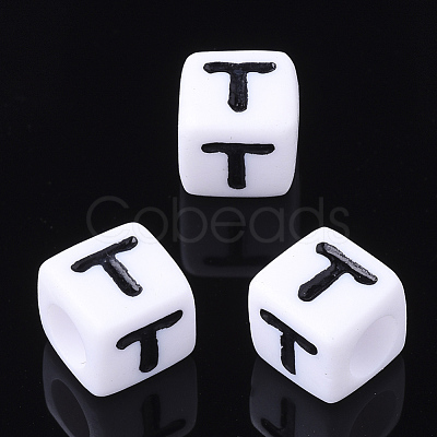 Acrylic Horizontal Hole Letter Beads X-PL37C9129-T-1