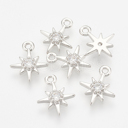 Brass Cubic Zirconia Charms ZIRC-Q002-143P-1
