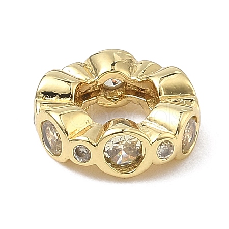 Brass Micro Pave Cubic Zirconia European Beads KK-P345-03G-01-1