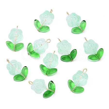 10Pcs Glass Pendants PALLOY-YW00063-05-1