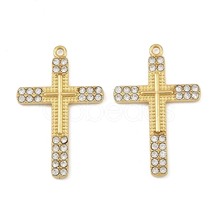 304 Stainless Steel Rhinestone Pendants STAS-P419-11G-02-1