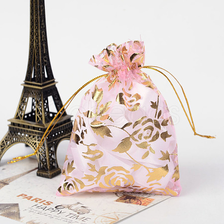 Rose Printed Organza Bags OP-R021-10x12-01-1