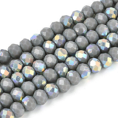 AB Color Plated Opaque Glass Rondelle Beads Strands EGLA-T029-4mm-09A-1