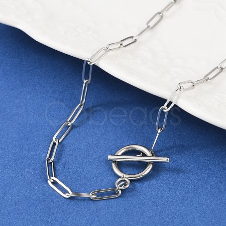 Non-Tarnish Unisex 304 Stainless Steel Paperclip Chain Necklaces NJEW-H215-04P-1