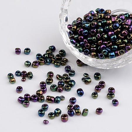 6/0 Electroplated Iris Round Glass Seed Beads X-SEED-A009-4mm-603-1