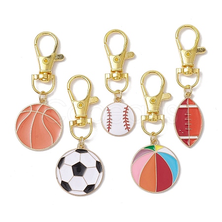 Sports Ball Alloy Enamel Pendant Decoration HJEW-JM02006-1