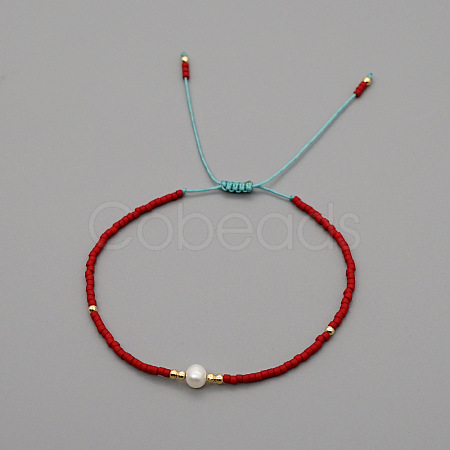 Adjustable Glass Seed Bead Braided Bead Bracelets for Women VT9382-18-1