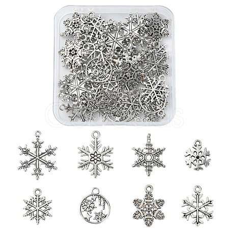 40Pcs 8 Styles Tibetan Style Alloy Pendants FIND-YW0006-26-1