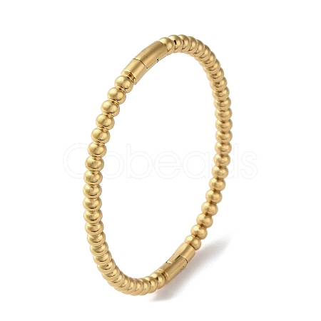 Rack Plating Brass Round Beaded Hinged Bangles BJEW-M039-05G-1