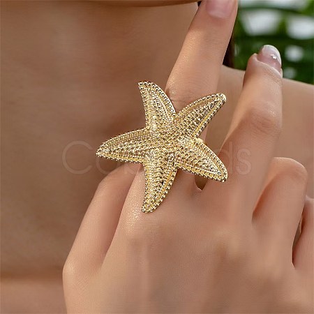 Iron Starfish Cuff Rings for Women RB5534-3-1