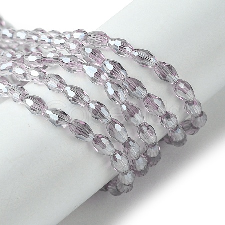 Transparent Electroplate Glass Beads Strands GLAA-K064-04A-PL01-1