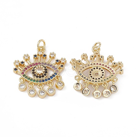 Brass Colorful Cubic Zirconia Pendants KK-E068-VA209-2-1