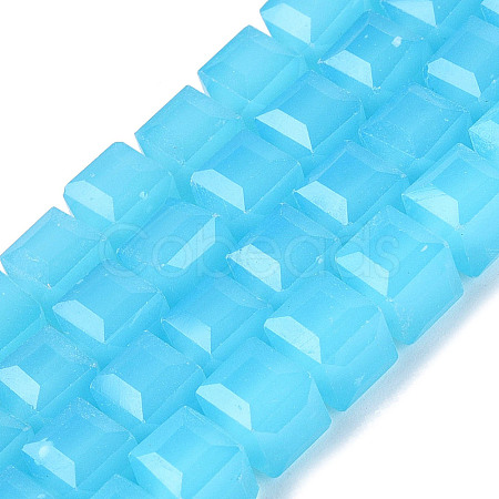 Imitation Jade Glass Beads Strands LS-GLAA-R041-8x8mm-B05-1