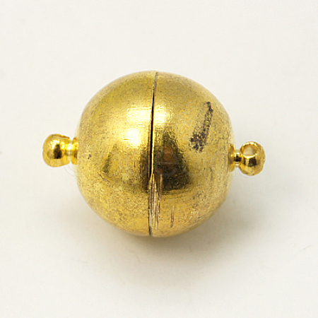 Brass Magnetic Clasps with Loops X-PALLOY-MC043-3G-1