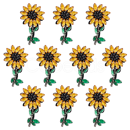 Sunflower Rhinestone Appliques AJEW-WH0367-60-1